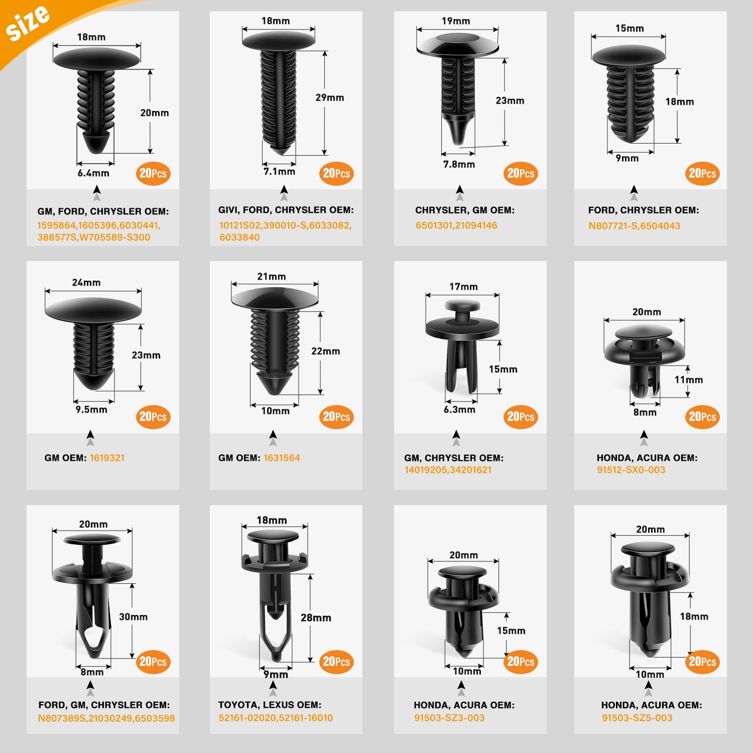 Bumper Retainer Clips Car Plastic Rivets